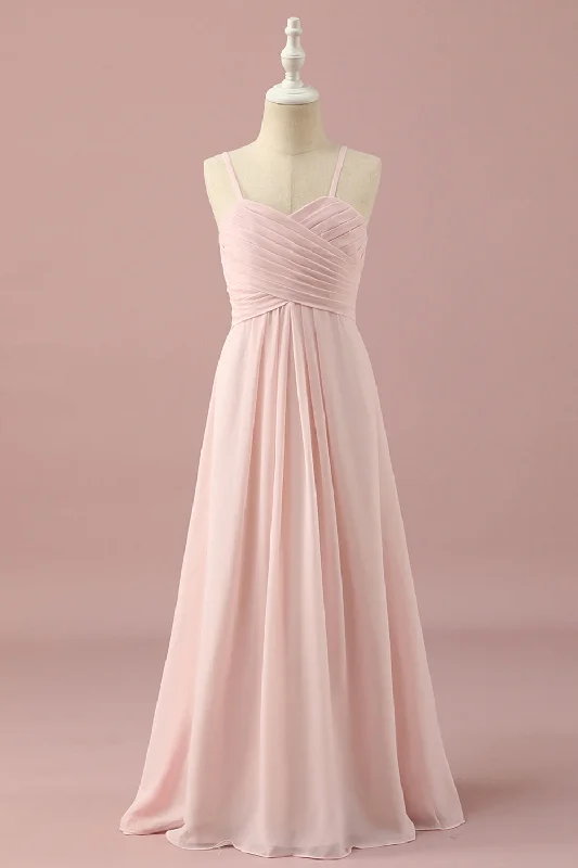 Strapless wedding guest dresses with rhinestone - studded bodicesLight Pink Spaghetti Straps Chiffon Junior Bridesmaid Dress Strapless wedding guest dresses with rhinestone - studded bodicesLight Pink Spaghetti Straps Chiffon Junior Bridesmaid Dress