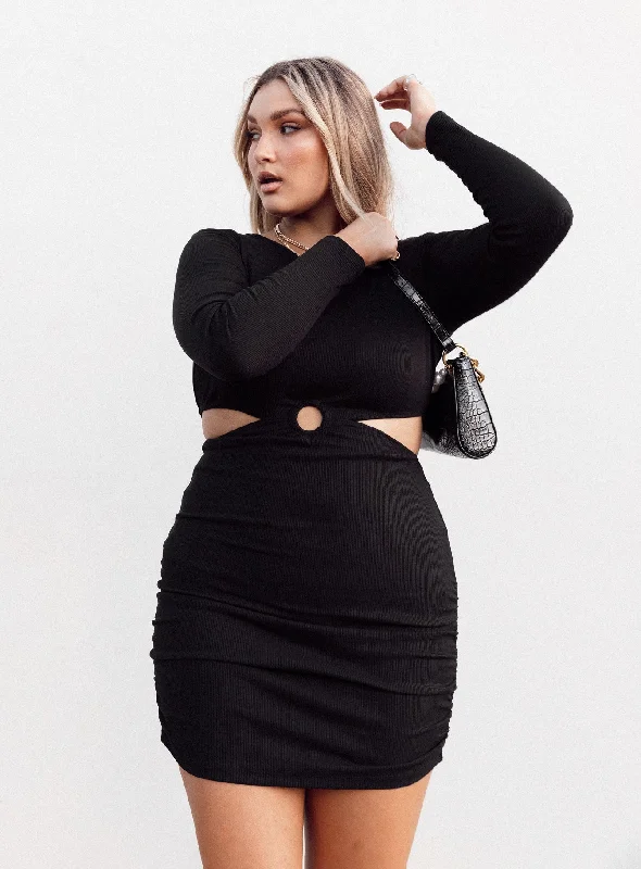 Bodycon dress in a geometric pattern​Orani Long Sleeve Mini Dress Black
