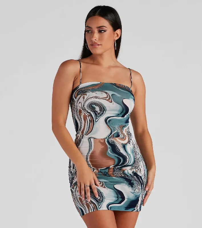 Bodycon dress for a business networking event​Picture Perfect Marble Print Dress