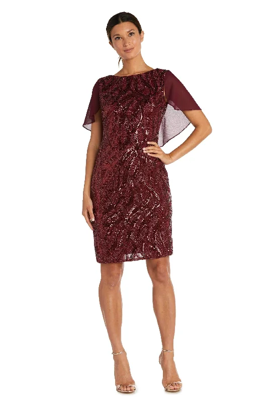 Bow - backed cocktail dresses with a fit - and - flare silhouetteR&M Richards 7531 Short Cocktail Capelet Dress Bow - backed cocktail dresses with a fit - and - flare silhouetteR&M Richards 7531 Short Cocktail Capelet Dress