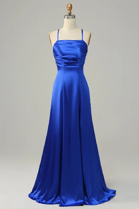 Sleeveless wedding guest dresses with pleated bodicesRoyal Blue Halter A Line Long Bridesmaid Dress Sleeveless wedding guest dresses with pleated bodicesRoyal Blue Halter A Line Long Bridesmaid Dress