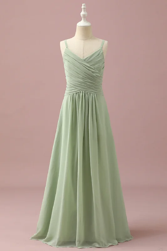 Wedding guest dresses with cut - out details and midi lengthsSage Straps Chiffon Junior Bridesmaid Dress Wedding guest dresses with cut - out details and midi lengthsSage Straps Chiffon Junior Bridesmaid Dress