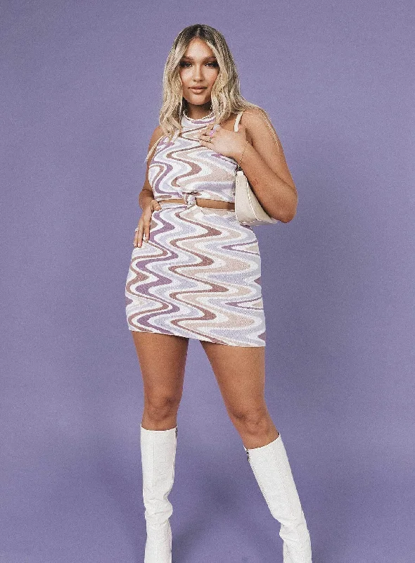 Bodycon dress with a high - low hem for a trendy look​Savanna Mini Dress Purple