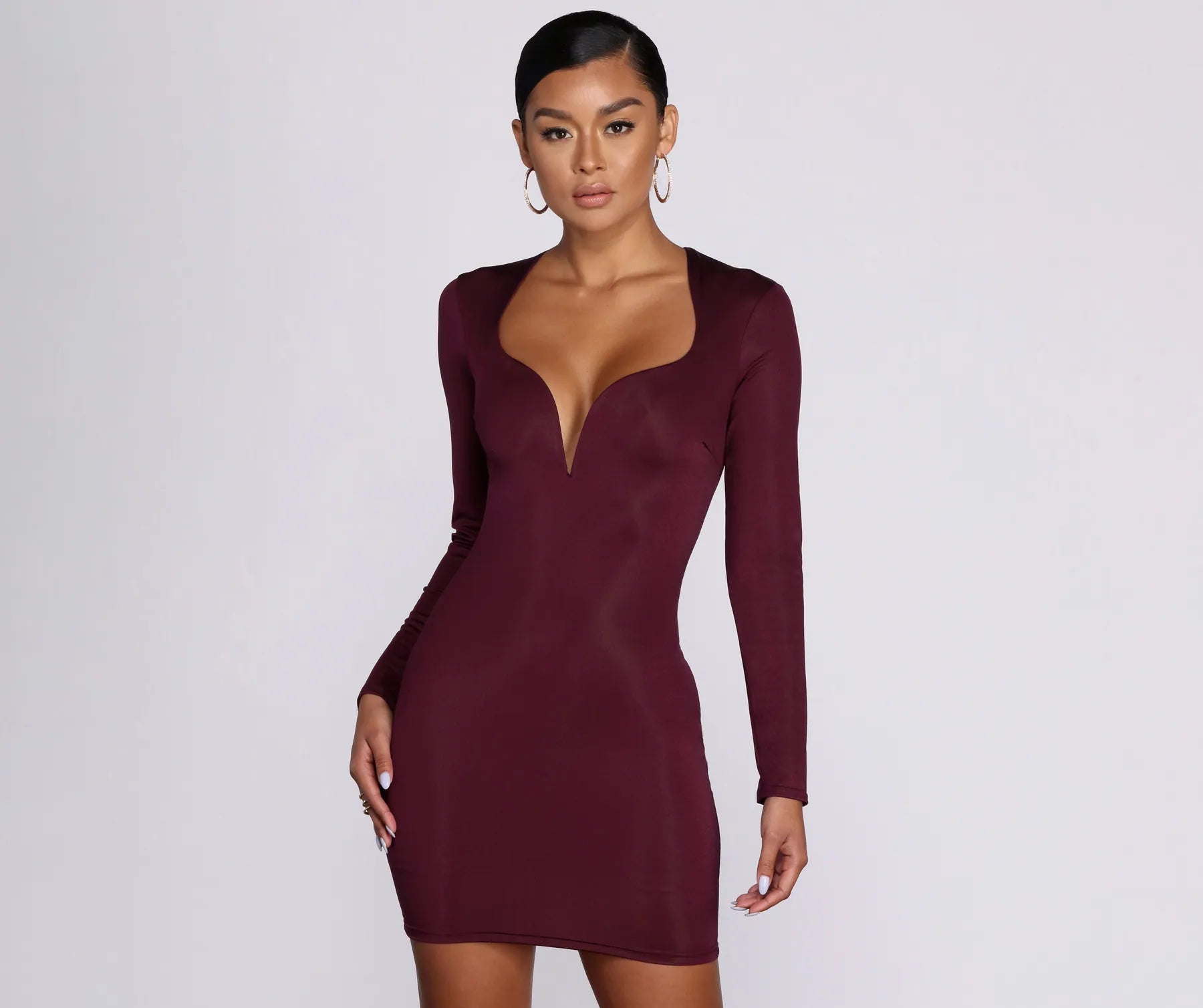 Mini cocktail dresses with a ruffled hem and a solid colorTaking The Plunge Sweetheart Dress Mini cocktail dresses with a ruffled hem and a solid colorTaking The Plunge Sweetheart Dress