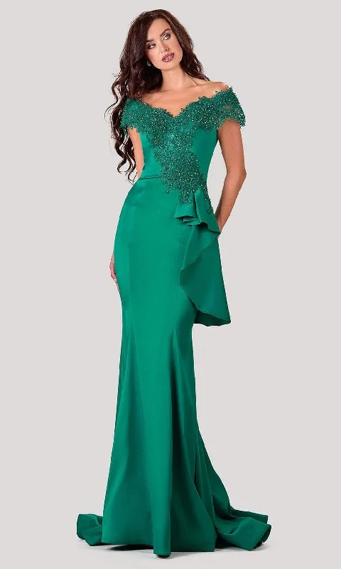 Animal - print wedding guest dresses in subtle colors for a bold statementTerani Couture - 2111M5255 Embroidered Off Shoulder Mother of the Bride Dress Animal - print wedding guest dresses in subtle colors for a bold statementTerani Couture - 2111M5255 Embroidered Off Shoulder Mother of the Bride Dress