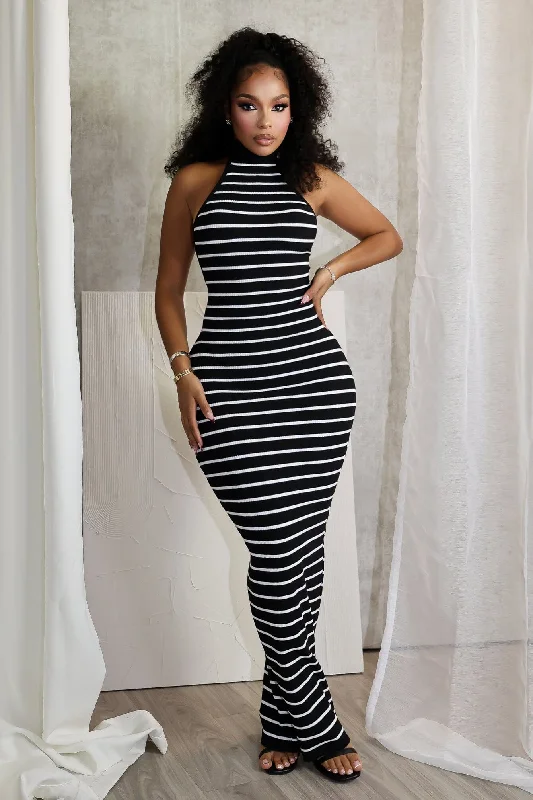 Cocktail dresses with an abstract print and a high - low hemlineVerona Stripe Mock Neck Maxi Dress Cocktail dresses with an abstract print and a high - low hemlineVerona Stripe Mock Neck Maxi Dress