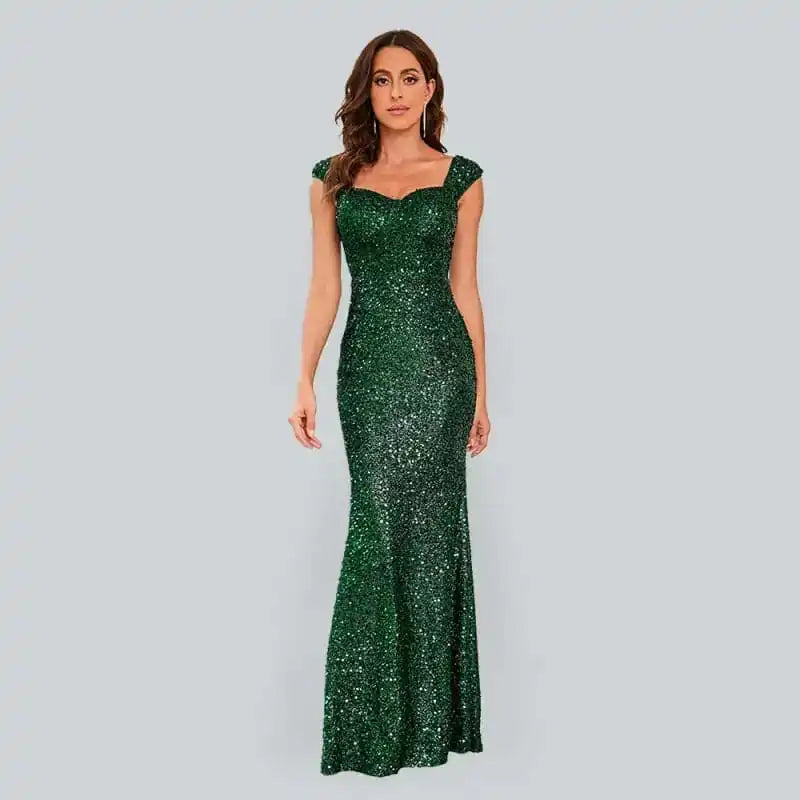 Cocktail dresses with a one - piece design and a statement bowWomen’s Sparkly Sequin Bodycon Maxi Dress With Sweetheart Neckline