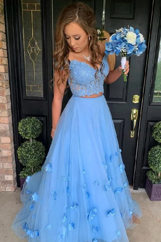 Gothic - style party dresses for a dark and mysterious lookA-line 3D Flower Junior Prom Dress Lace Two Piece Prom Gown PM214 Gothic - style party dresses for a dark and mysterious lookA-line 3D Flower Junior Prom Dress Lace Two Piece Prom Gown PM214