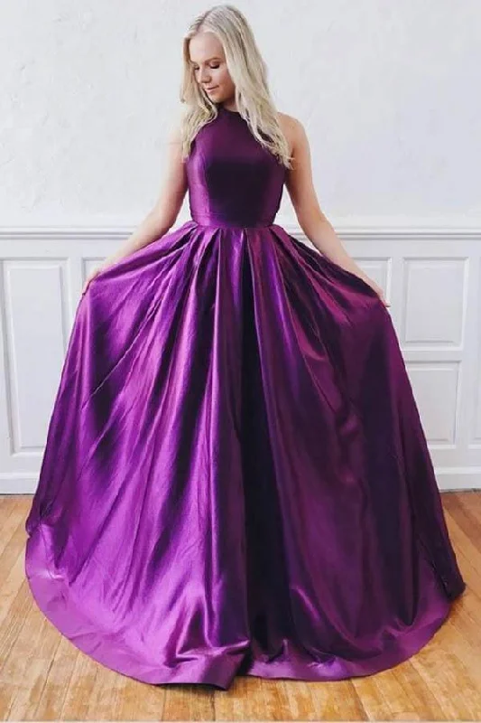 Tea - length party dresses for a sophisticated and versatile optionA-Line Purple Satin Backless Long Crossed Straps Prom/Formal Dress PG987 Tea - length party dresses for a sophisticated and versatile optionA-Line Purple Satin Backless Long Crossed Straps Prom/Formal Dress PG987