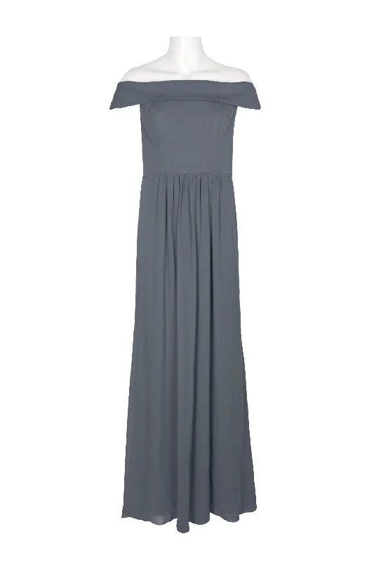 Plus - size bodycon dress for a flattering fitAdrianna Papell AP1E207939 Off Shoulder Long Detail Crepe Chiffon Dress Plus - size bodycon dress for a flattering fitAdrianna Papell AP1E207939 Off Shoulder Long Detail Crepe Chiffon Dress