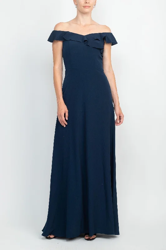Bodycon dress with a wrap - around styleAdrianna Papell AP1E208290 Off Shoulder Ruffled Solid Formal Dress Bodycon dress with a wrap - around styleAdrianna Papell AP1E208290 Off Shoulder Ruffled Solid Formal Dress