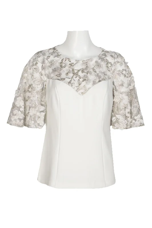 Bodycon dress with a lace - up frontAdrianna Papell AP1E209069 Bell Sleeve Formal Illusion Embroidered Crepe Top Bodycon dress with a lace - up frontAdrianna Papell AP1E209069 Bell Sleeve Formal Illusion Embroidered Crepe Top