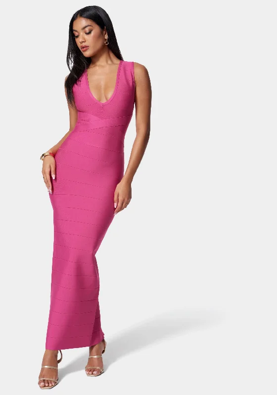 Party dresses with a tiered skirt for a fun and voluminous styleLuxe Bandage Double V Gown Party dresses with a tiered skirt for a fun and voluminous styleLuxe Bandage Double V Gown