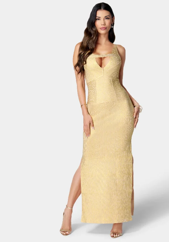 Party dresses with a pom - pom trim for a fun and festive touchBandage Open Back Gown Party dresses with a pom - pom trim for a fun and festive touchBandage Open Back Gown