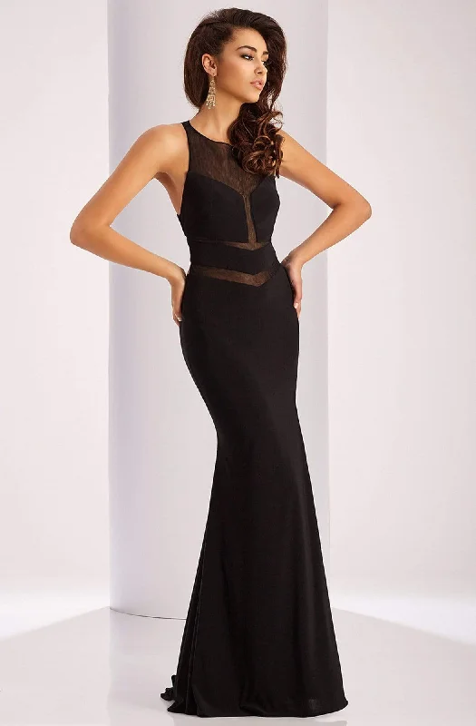 Sleeveless formal dresses with sequined straps and a - line skirts for a classic formal eventClarisse - 3040 Illusion Chevron Panel Gown Sleeveless formal dresses with sequined straps and a - line skirts for a classic formal eventClarisse - 3040 Illusion Chevron Panel Gown