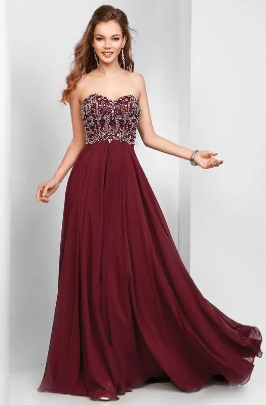 Formal dresses with wrap - around styles and beaded belts for a customized fitClarisse - 3472 Strapless Paisley Motif Chiffon Gown Formal dresses with wrap - around styles and beaded belts for a customized fitClarisse - 3472 Strapless Paisley Motif Chiffon Gown