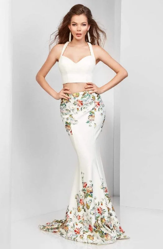 Prom dresses with ruched bodices and organza sleeves for a romantic lookClarisse - 3562 Two-Piece Floral Mermaid Gown Prom dresses with ruched bodices and organza sleeves for a romantic lookClarisse - 3562 Two-Piece Floral Mermaid Gown