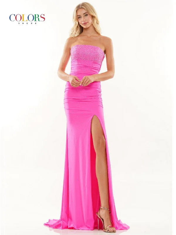 Bodycon dress with a high - low hem for a trendy lookColors 2871 Long Strapless Fitted Prom Dress Bodycon dress with a high - low hem for a trendy lookColors 2871 Long Strapless Fitted Prom Dress