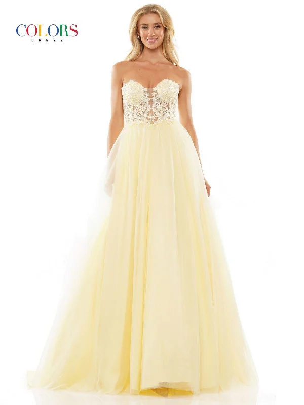 Bodycon dress in a neon color for a vibrant appearanceColors G1094 Prom Long Strapless Mesh Ball Gown Bodycon dress in a neon color for a vibrant appearanceColors G1094 Prom Long Strapless Mesh Ball Gown
