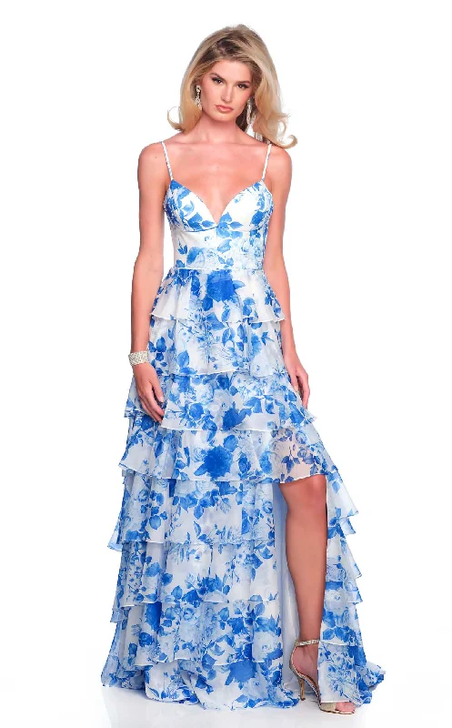 Long - train formal dresses in chiffon for a dramatic prom entranceDave and Johnny 12208 Dress