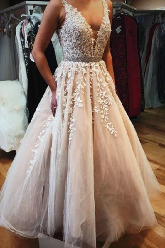 Backless party dresses for a sexy and alluring appearanceElegant Appliques Beads Tulle Prom Dress Formal Prom Dresses With Applique PM246 Backless party dresses for a sexy and alluring appearanceElegant Appliques Beads Tulle Prom Dress Formal Prom Dresses With Applique PM246