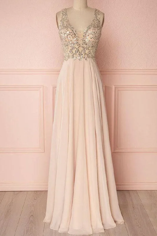 Party dresses with a fringed detail for a fun and dynamic styleElegant V-neck Sleeveless Pink Backless Prom Evening Dress with Sequins PM217 Party dresses with a fringed detail for a fun and dynamic styleElegant V-neck Sleeveless Pink Backless Prom Evening Dress with Sequins PM217