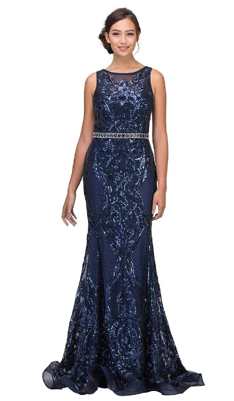 Prom dresses with one - shoulder ruffled straps and geometric patterns for a contemporary and eye - catching formal eventEureka Fashion - 7335 Sequined Mesh Bateau Mermaid Dress Prom dresses with one - shoulder ruffled straps and geometric patterns for a contemporary and eye - catching formal eventEureka Fashion - 7335 Sequined Mesh Bateau Mermaid Dress