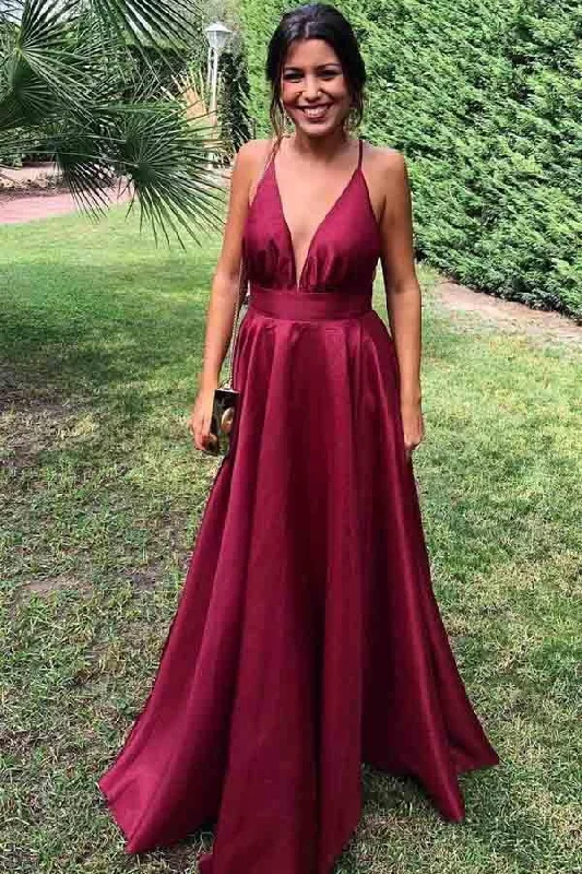 Party dresses with a handkerchief hem for a unique and flowing styleGorgeous A-line V Neck Burgundy Satin Long Prom/Formal Dress PM209 Party dresses with a handkerchief hem for a unique and flowing styleGorgeous A-line V Neck Burgundy Satin Long Prom/Formal Dress PM209