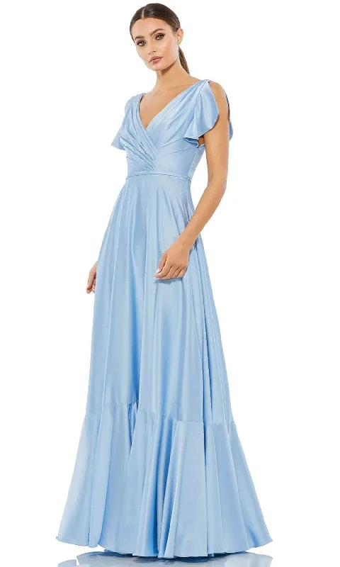 Tea - length formal dresses with lace trim for a semi - formal promIeena Duggal 11256 - V-Neck Satin Long Dress Tea - length formal dresses with lace trim for a semi - formal promIeena Duggal 11256 - V-Neck Satin Long Dress