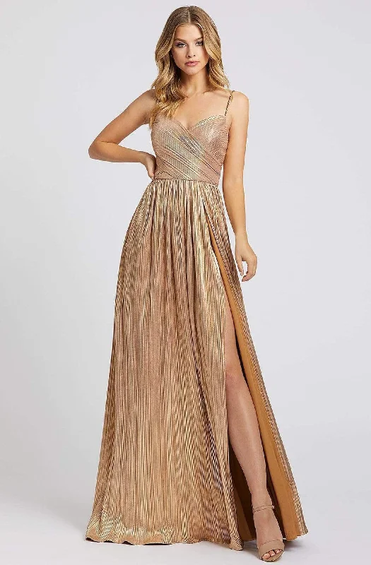 Prom dresses with keyhole backs and rhinestone - studded straps for a flirty lookIeena Duggal - 26275I Sweetheart Bodice High Slit Shirred Gown