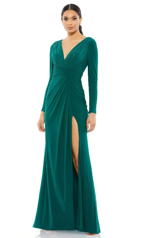 Long - sleeved formal dresses in velvet for a winter formal eventIeena Duggal - 26554I Long Sleeve High Slit Dress