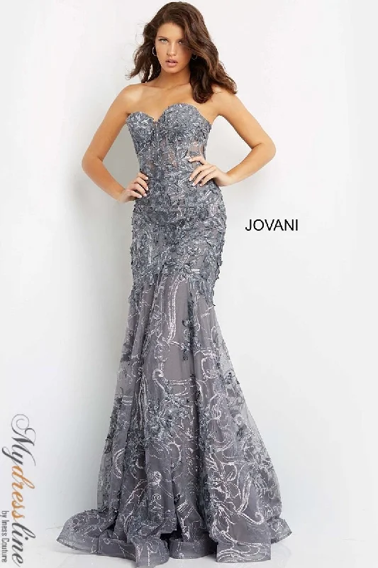 Prom dresses with one - shoulder designs and feather accents for a bold statementJovani 07935 Prom dresses with one - shoulder designs and feather accents for a bold statementJovani 07935