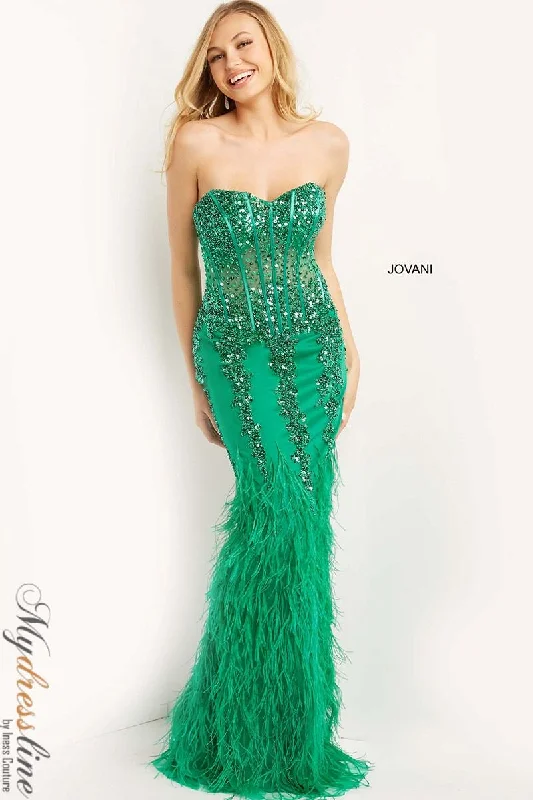 Formal dresses with wrap - around styles and beaded belts for a customized fitJovani 08142 Formal dresses with wrap - around styles and beaded belts for a customized fitJovani 08142