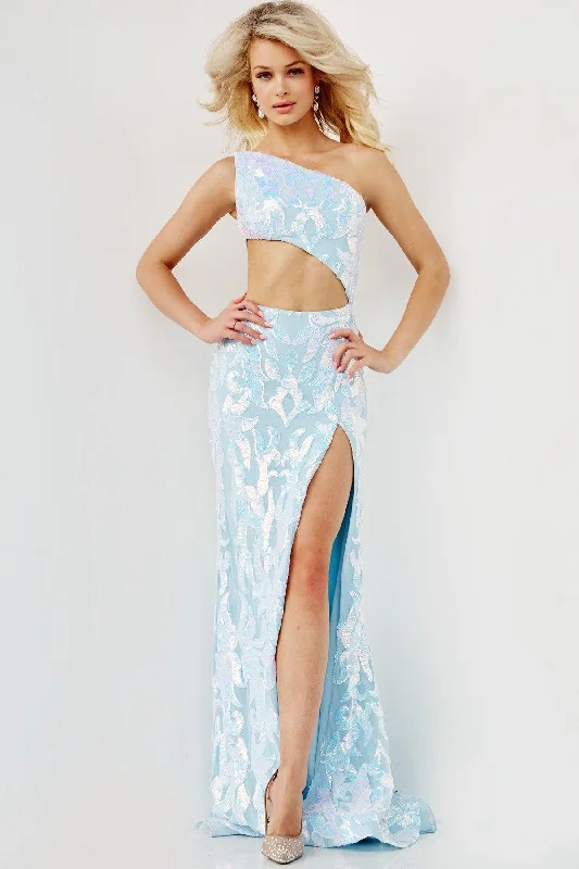 Bodycon dress made of satin for a luxurious feel​Jovani 22853 Long Formal One Shoulder Fitted Prom Gown