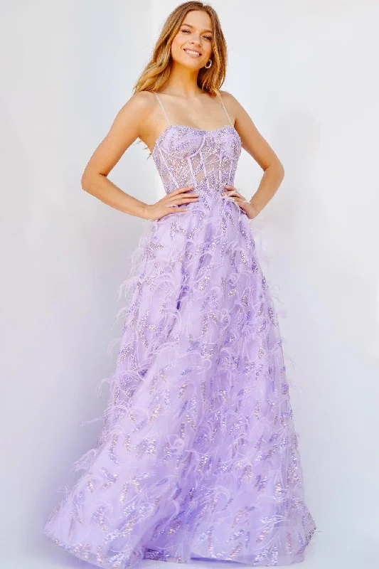 Bodycon dress with a peplum hem​Jovani 24078 Long Spaghetti Strap Prom Ball Gown