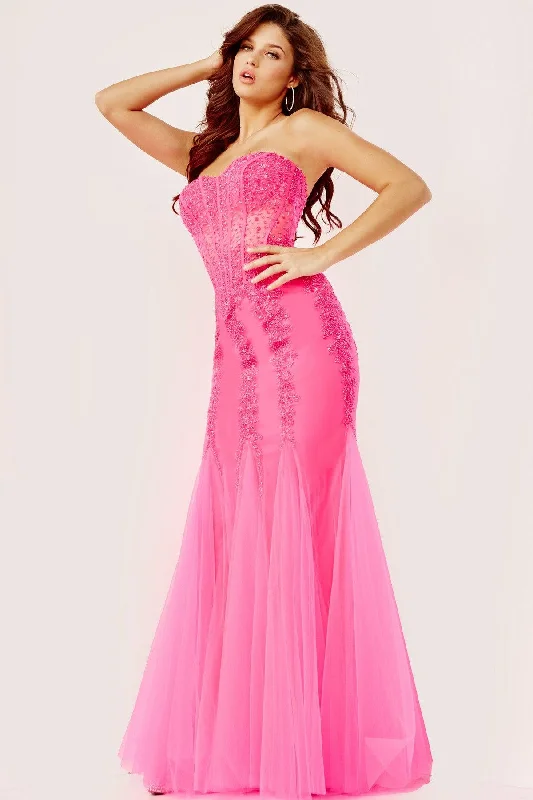 Bodycon dress with a ruffled trim​Jovani 5908 Long Strapless Mermaid Prom Dress