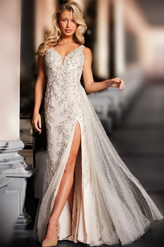 Sleeveless party dresses made of silk for a luxurious feel​Jovani 39105 Sleeveless High Slit Long Prom Gown