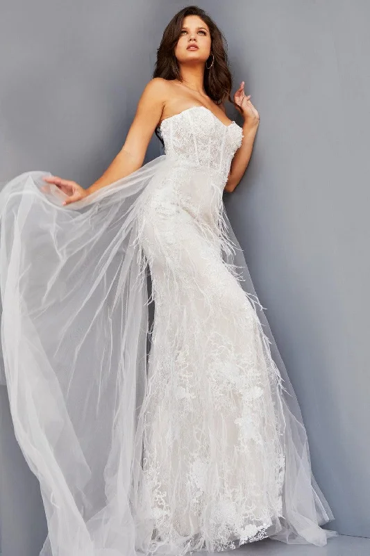 Bodycon dress with a bow accent​Jovani JVN07914 Strapless Long Wedding Gown