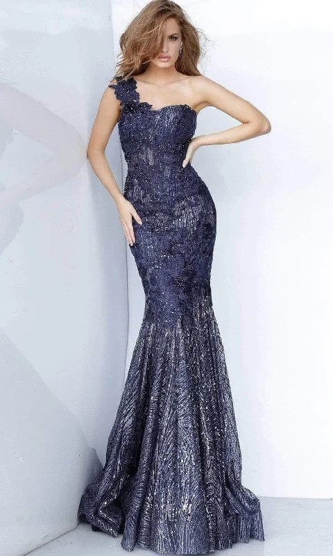 Prom dresses with one - shoulder designs and feather accents for a bold statementJovani - One Shoulder Trumpet Prom Dress 02445SC Prom dresses with one - shoulder designs and feather accents for a bold statementJovani - One Shoulder Trumpet Prom Dress 02445SC
