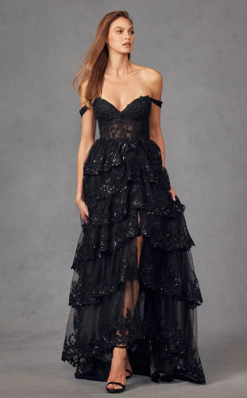 Prom dresses with tiered lace skirts and off - the - shoulder necklines for a feminine and elegant formal affairJuliet JT2463A Dress Prom dresses with tiered lace skirts and off - the - shoulder necklines for a feminine and elegant formal affairJuliet JT2463A Dress