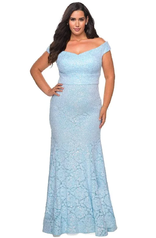 Prom dresses with one - shoulder designs and feather accents for a bold statementLa Femme - 28883 Off-Shoulder Beaded Modest Prom Mermaid Gown Prom dresses with one - shoulder designs and feather accents for a bold statementLa Femme - 28883 Off-Shoulder Beaded Modest Prom Mermaid Gown