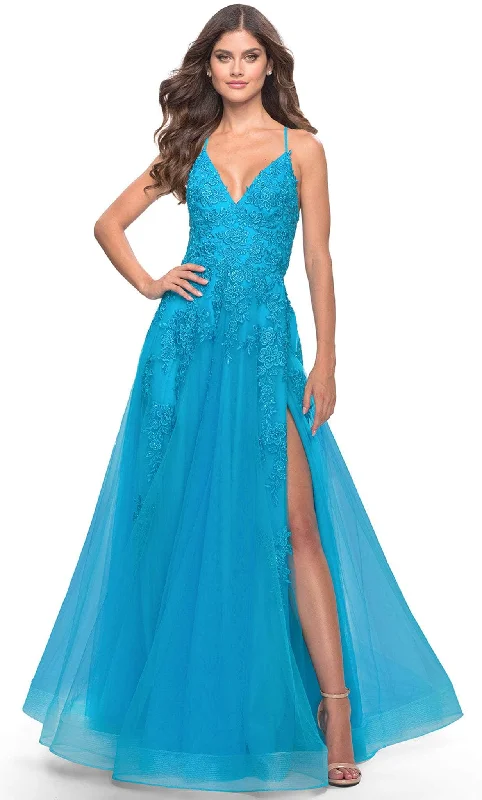 Mermaid - cut formal dresses in satin for a glamorous prom nightLa Femme 31503 - Embroidered A-Line Long Dress