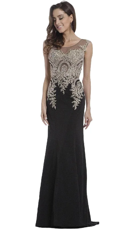 Long - sleeved formal dresses in velvet for a winter formal eventLadivine 35 - Illusion Applique Long Dress Long - sleeved formal dresses in velvet for a winter formal eventLadivine 35 - Illusion Applique Long Dress