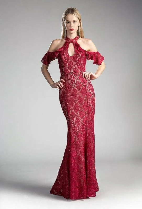 Formal dresses with one - shoulder ruffled straps and sequined bodices for a trendy and eye - catching lookLadivine C0701 - High Halter Lace Sheath Dress Formal dresses with one - shoulder ruffled straps and sequined bodices for a trendy and eye - catching lookLadivine C0701 - High Halter Lace Sheath Dress