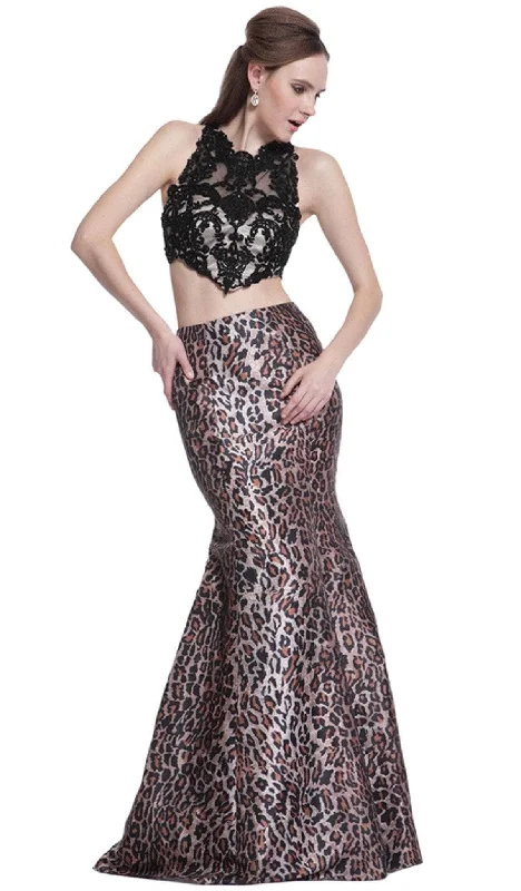 Prom dresses with illusion necklines and crystal embellishments for a formal affairLadivine C2204 - Leopard Print 2-Piece Gown Prom dresses with illusion necklines and crystal embellishments for a formal affairLadivine C2204 - Leopard Print 2-Piece Gown
