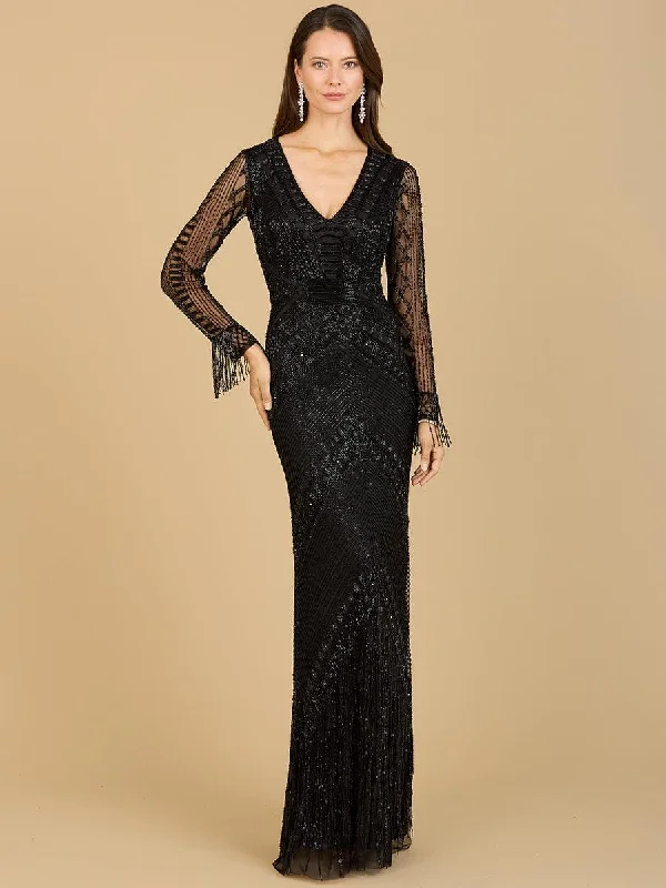 Bodycon dress with a pleated bodice​Lara Dresses 29364 Fringe Long Evening Dress