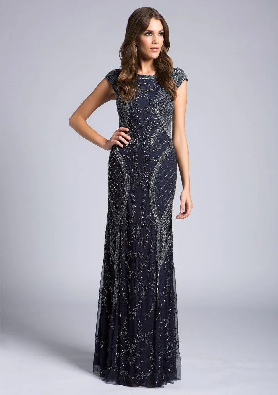 Bodycon dress with a peplum hem​Lara Dresses 33609 Long Cap Sleeve Formal Dress