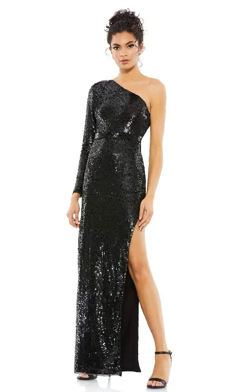 Formal dresses with fringe - trimmed sleeves and wrap - around styles for a bohemian - inspired formal eventMac Duggal - 10788 Asymmetric Sequined Gown Formal dresses with fringe - trimmed sleeves and wrap - around styles for a bohemian - inspired formal eventMac Duggal - 10788 Asymmetric Sequined Gown
