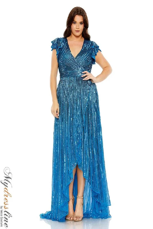 Prom dresses with side - slit skirts and beaded fringes for a glamorous appearanceMac Duggal 5355 Prom dresses with side - slit skirts and beaded fringes for a glamorous appearanceMac Duggal 5355