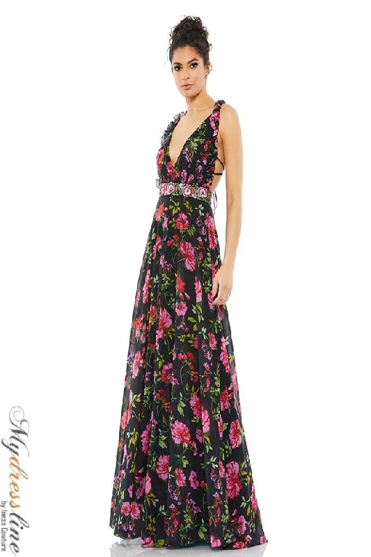 Formal dresses with ruffled skirts and bow accents for a charming prom appearanceMac Duggal 9156 Formal dresses with ruffled skirts and bow accents for a charming prom appearanceMac Duggal 9156
